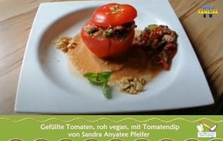 Rezept gefüllte Tomaten roh vegan mit Dip