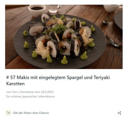 #57 Makis mit eingelegtem Spargel und Teriyaki Karotten