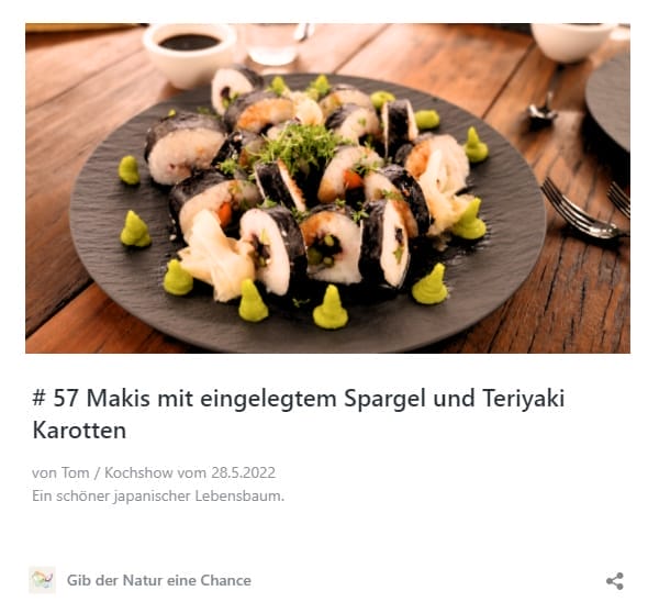#57 Makis mit eingelegtem Spargel und Teriyaki Karotten